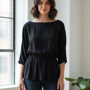 CLUB Monaco Black Blouson Elastic Waist Top